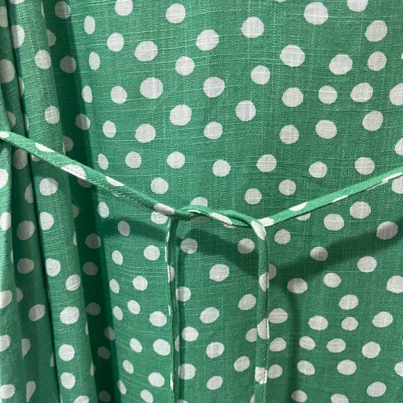 Loft Green Polka Dot Midi Dress Sz SP Linen Blend Summer Cottagecore Retro Chic - Picture 7 of 10